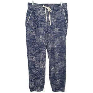 Anthropologie Daily Practice Artsy Fleece Sweatpants Blue Waves Size L